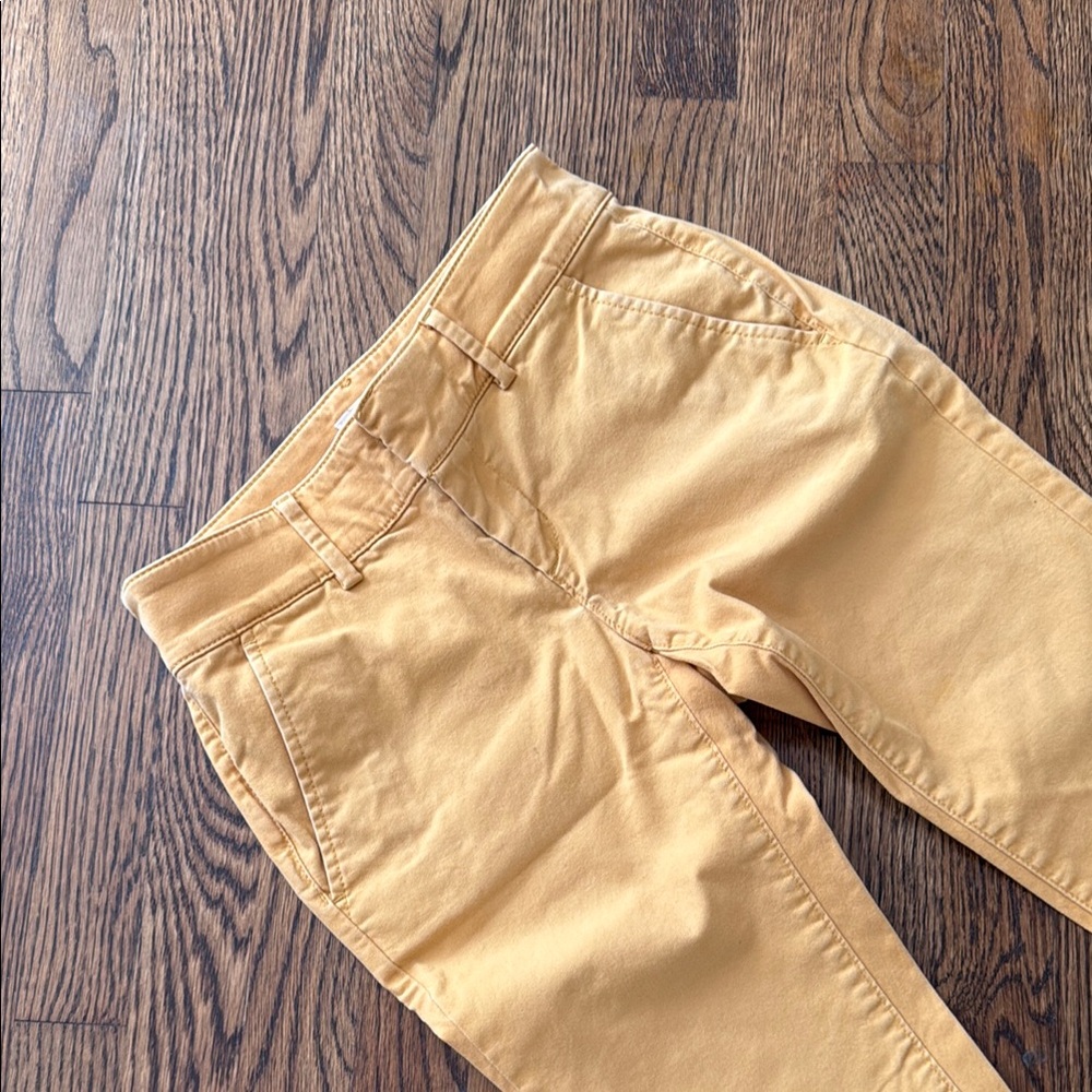 LOFT Mustard Cropped Jeans with Lace Detail